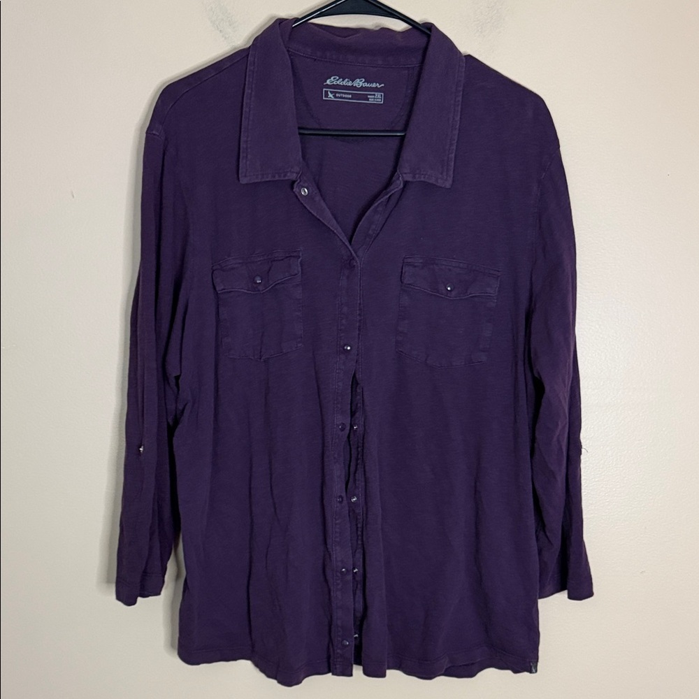 Eddie Bauer Deep Purple Long-Sleeve Button-Down Shirt